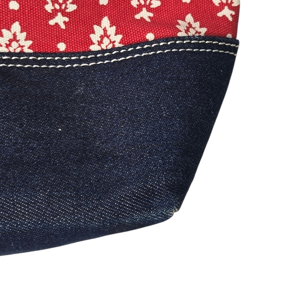 Tommy Hilfiger Floral Print Canvas Denim Braided Strap Bucket Tote Shoulder Bag - Picture 5 of 10